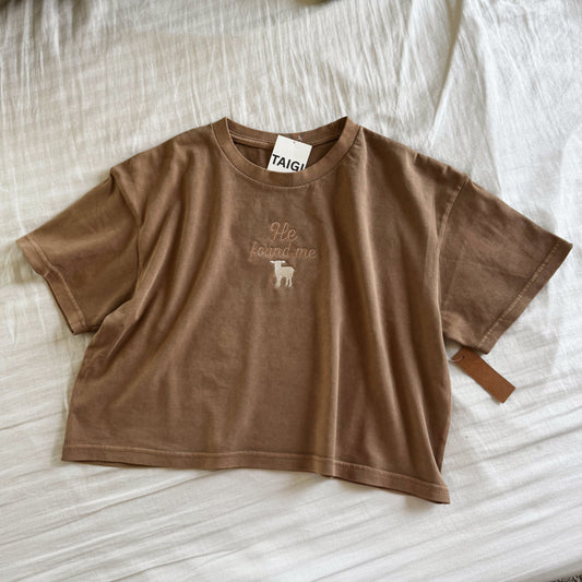 He Found Me | Embroidered Crop Tee