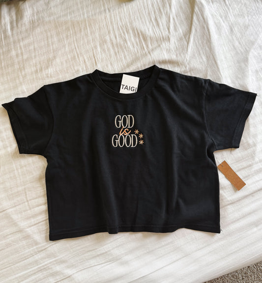 God is Good | Embroidered Crop Tee