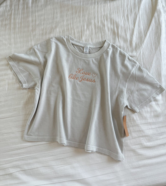 Love Like Jesus | Embroidered Crop Tee