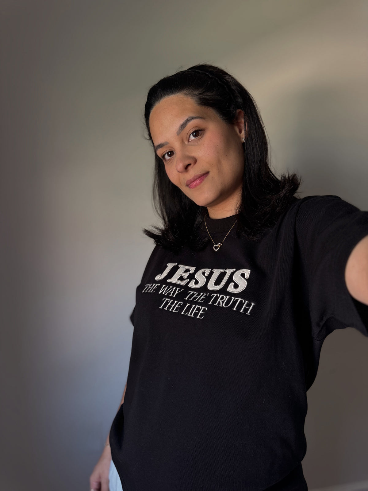 Jesus the way, truth and life | Embroidered Patchwork Oversized Shirt