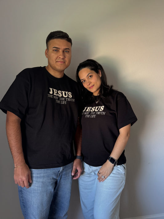 Jesus the way, truth and life | Embroidered Patchwork Oversized Shirt