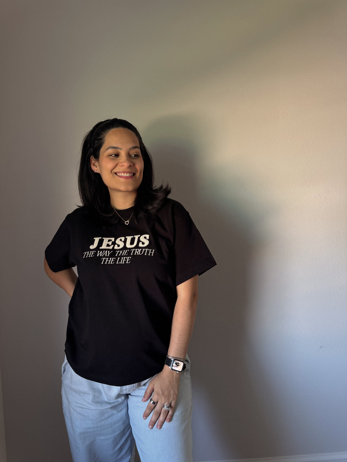 Jesus the way, truth and life | Embroidered Patchwork Oversized Shirt
