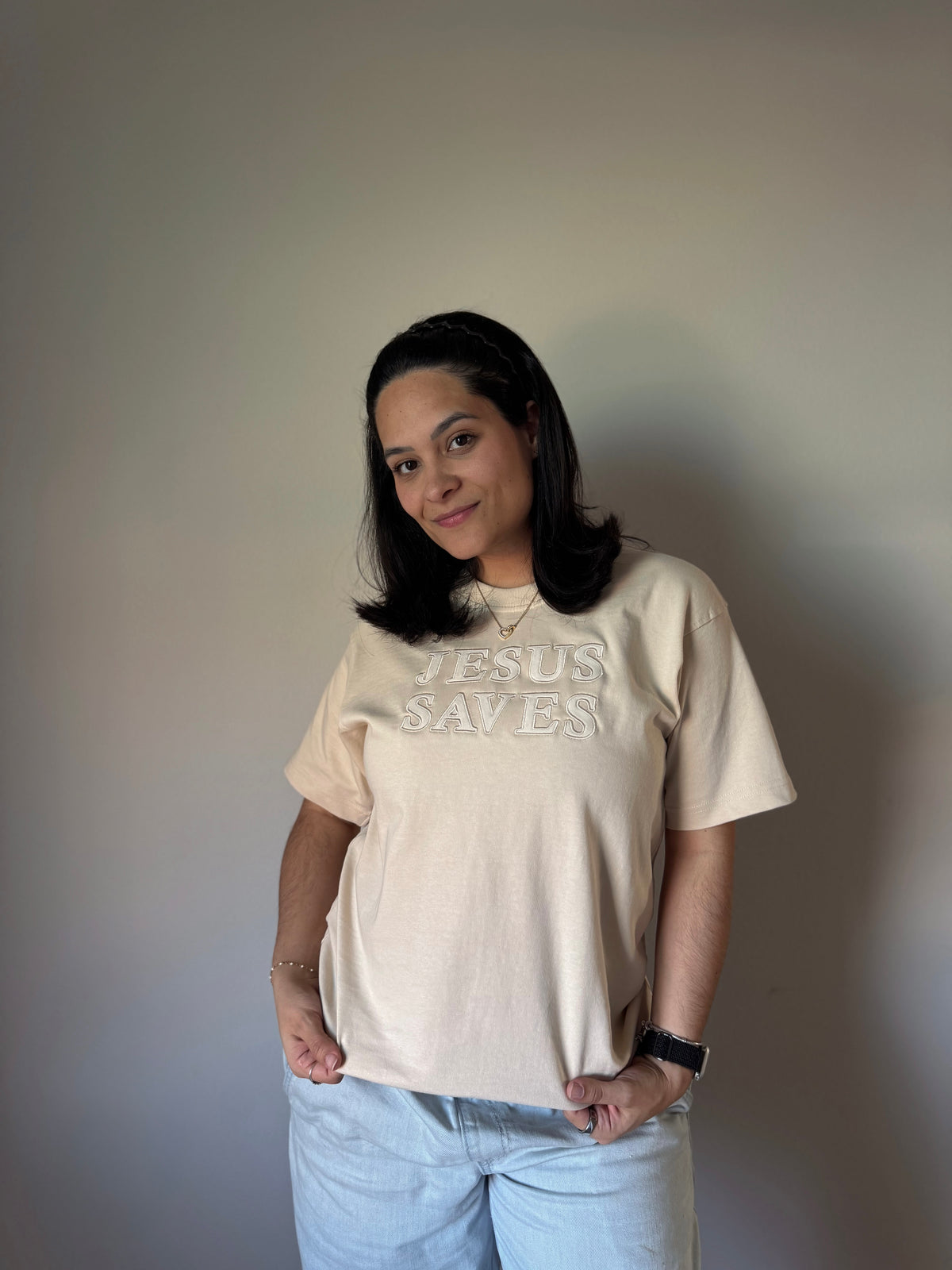 Jesus Saves | Embroidered Patchwork Oversized shirt