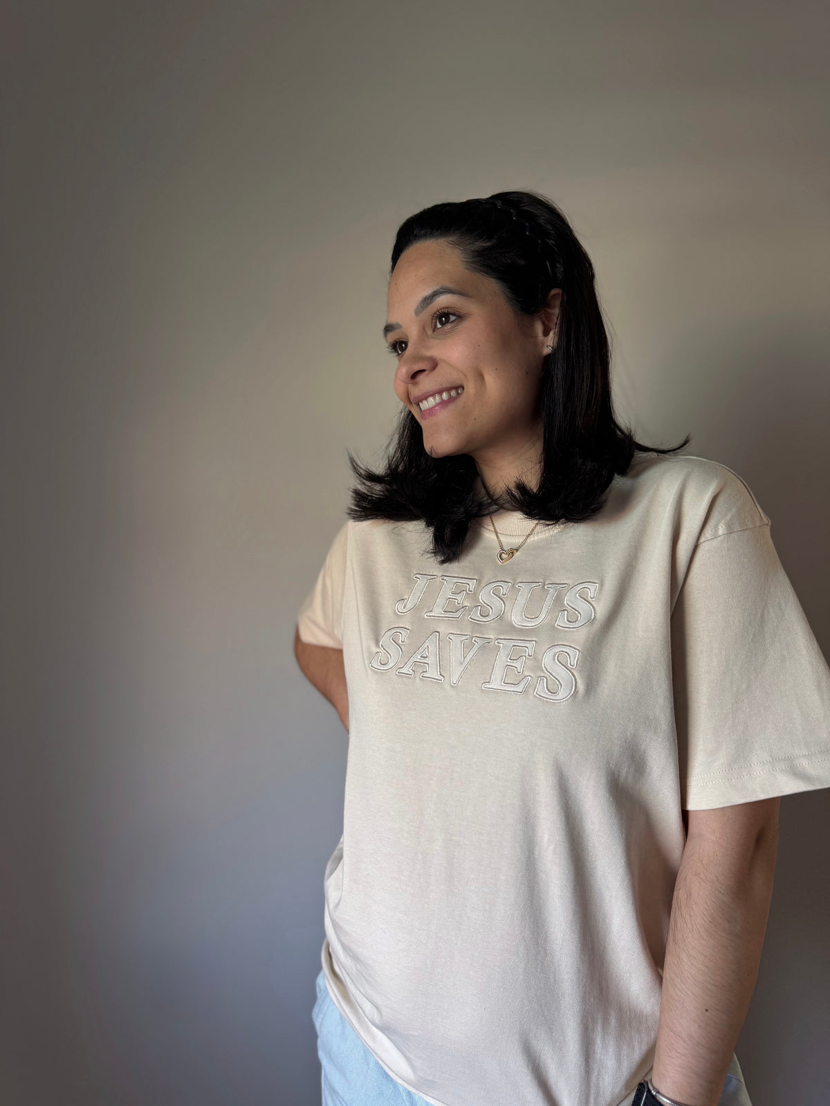 Jesus Saves | Embroidered Patchwork Oversized shirt