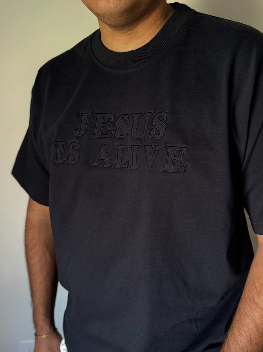 Jesus is Alive | Embroidered Patchwork Oversized Shirt