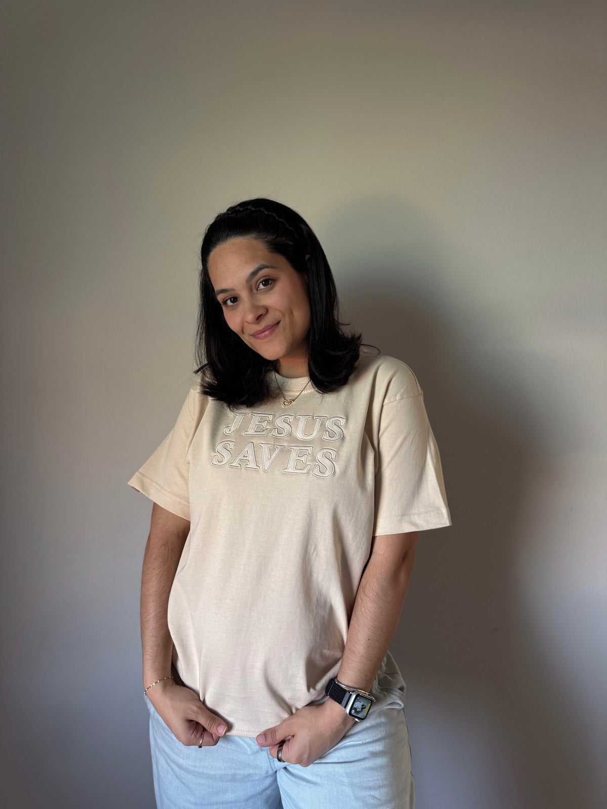 Jesus Saves | Embroidered Patchwork Oversized shirt