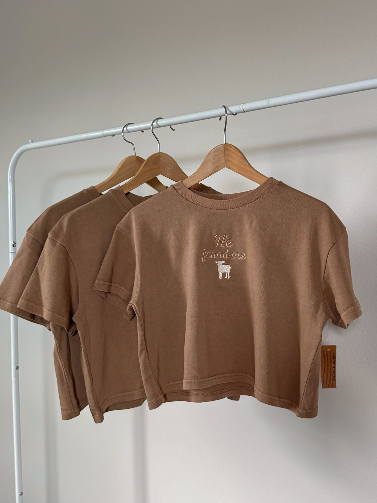 He Found Me | Embroidered Crop Tee